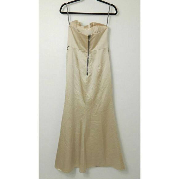 Vera Wang Dress Maxi  Ivory Origami Champagne Strapless Formal Bridesmaid Size 4 - Picture 3 of 12
